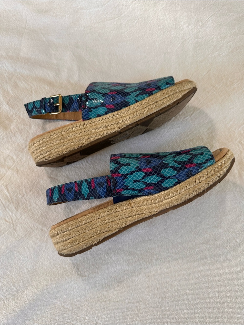 Naturalizer 7.5 Blue Snake-Print Espadrille Slingback Sandals - Picture 6 of 10
